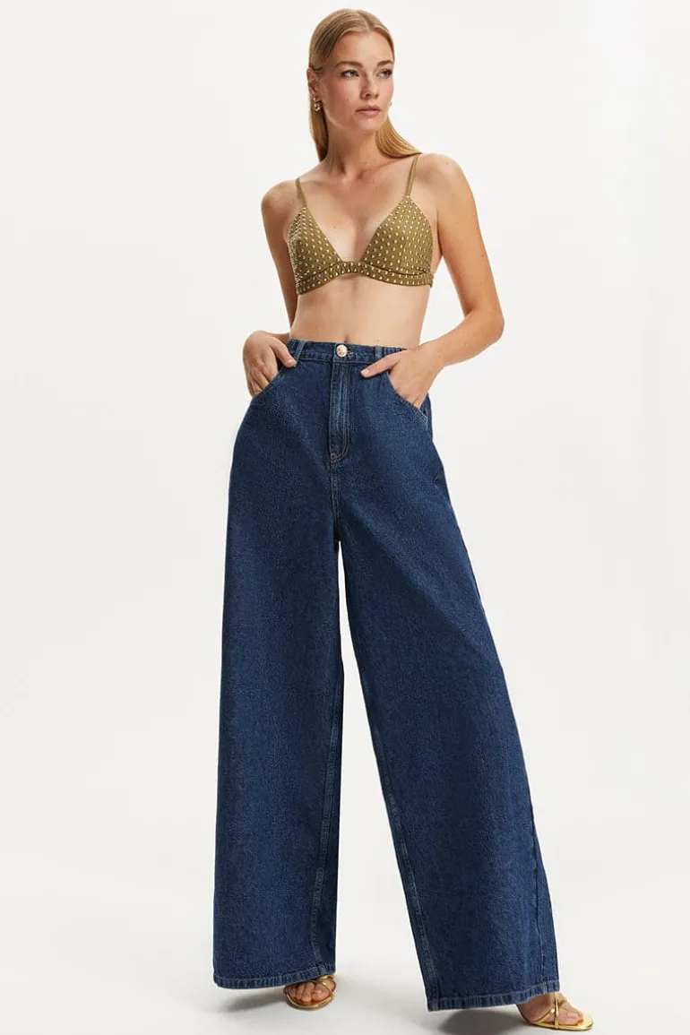 Pants<CULT MIA DARK BLUE STRAIGHT JEANS Charcoal Anthracite