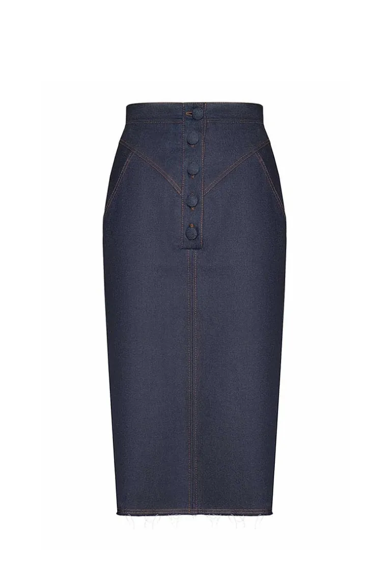 Skirts<CULT MIA DENIM MIDI SKIRT Blue