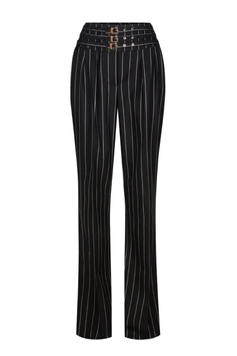 Pants<CULT MIA DESIO WIDE LEG STRIPED PANTS Black