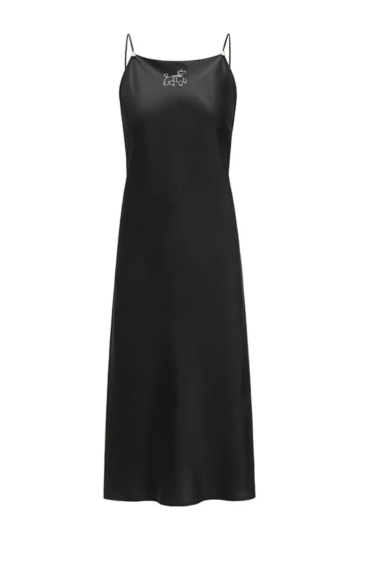 Dresses<CULT MIA DIAMOND POODLES BLACK SILK SLIP DRESS Midnight Black