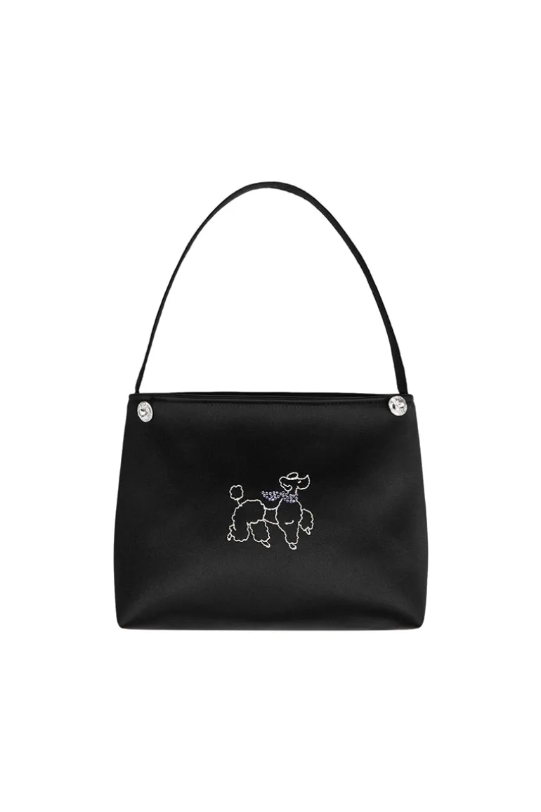 Top Handle Bags<CULT MIA DIAMOND POODLES SILK HANDBAG IN Black