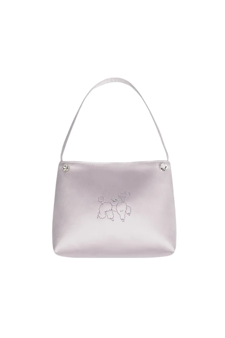Top Handle Bags<CULT MIA DIAMOND POODLES SILK HANDBAG IN Purple