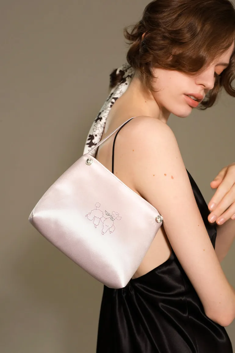 Top Handle Bags<CULT MIA DIAMOND POODLES SILK HANDBAG IN Purple