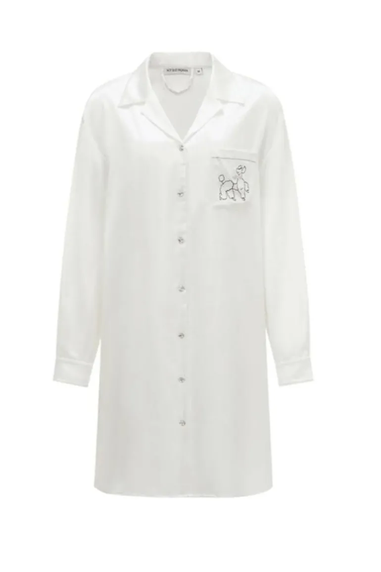 Tops<CULT MIA DIAMOND POODLES SILK SHIRT DRESS White