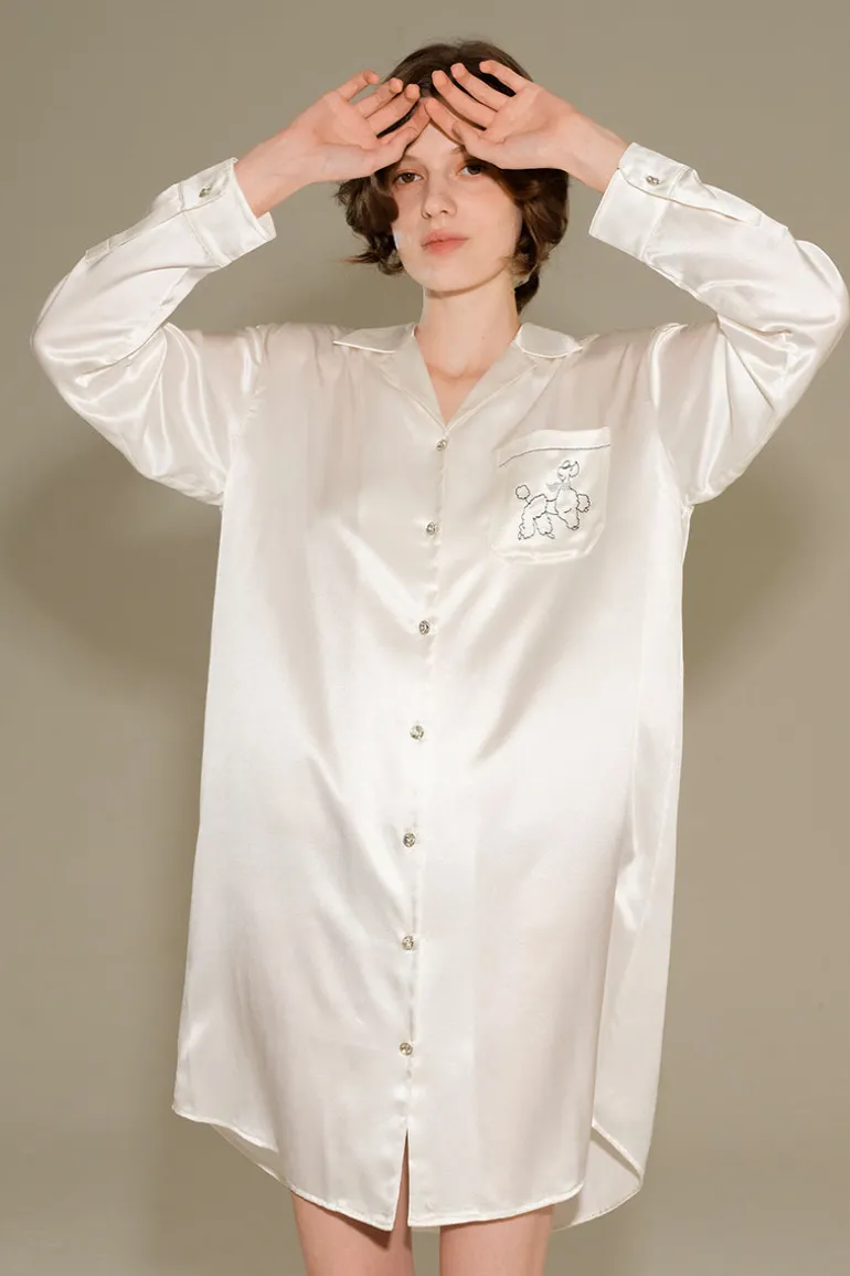 Tops<CULT MIA DIAMOND POODLES SILK SHIRT DRESS White