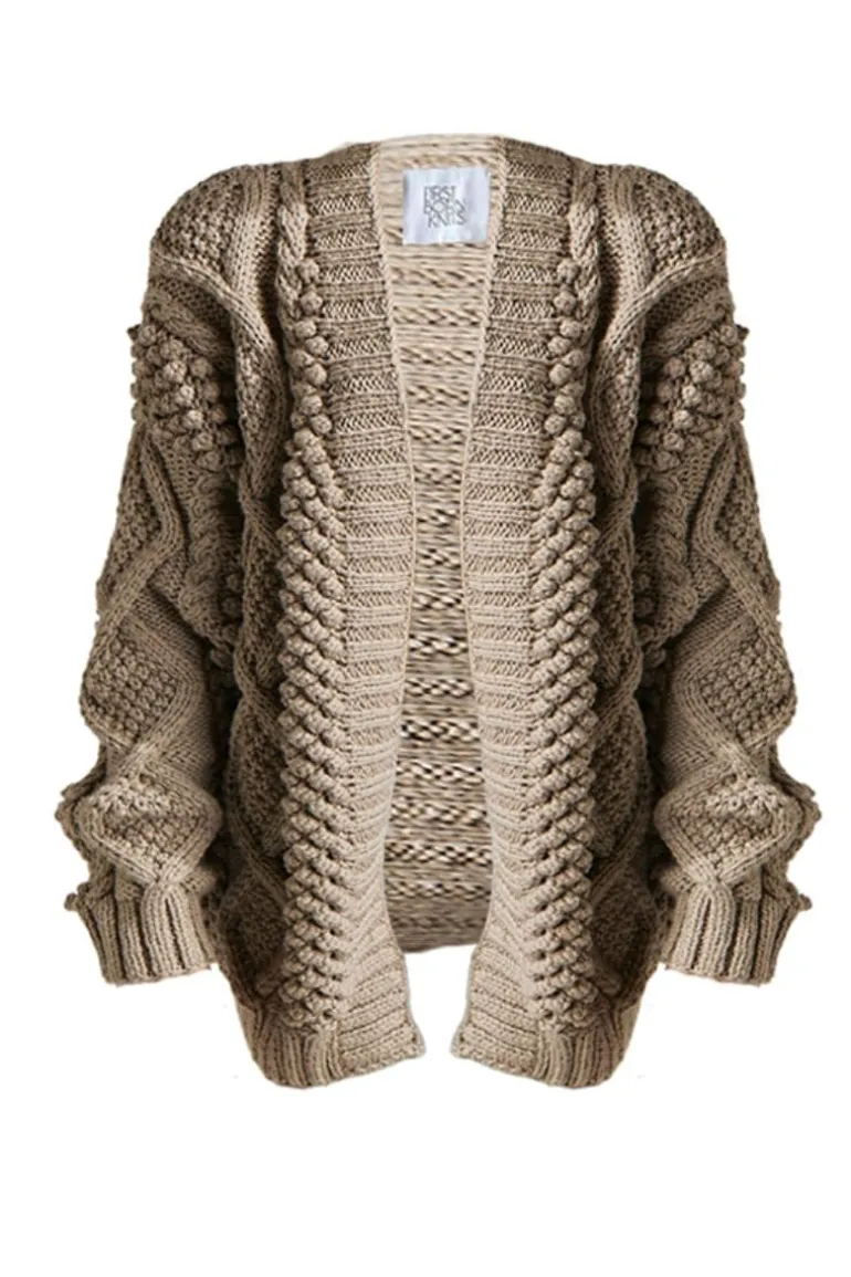 Knitwear<CULT MIA DIDI POPCORN STITCH OVERSIZED CARDIGAN Taupe