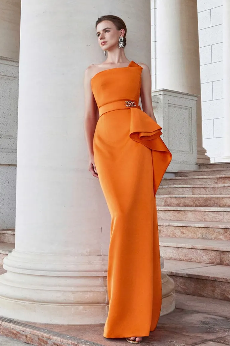 Dresses | Gowns<CULT MIA DIPPED DRESS WITH WAIST DRAPED DETAIL Orange