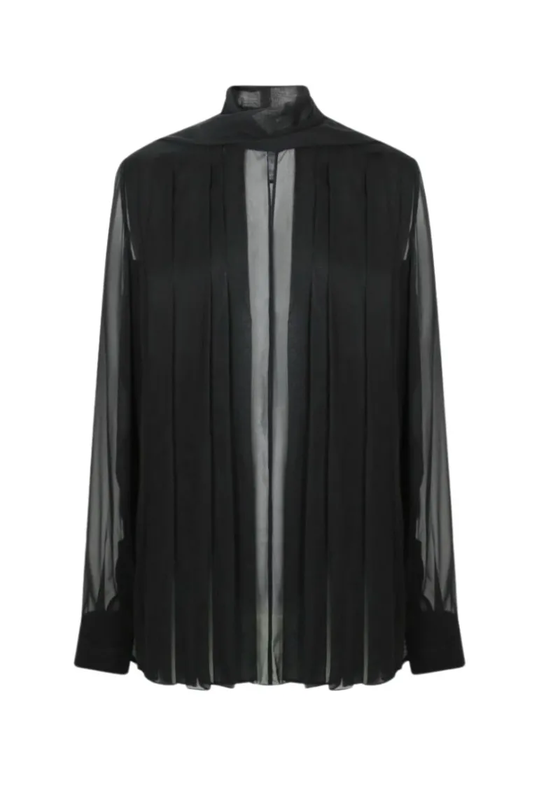Tops<CULT MIA DIXIE SILK CHIFFON SHIRT Black