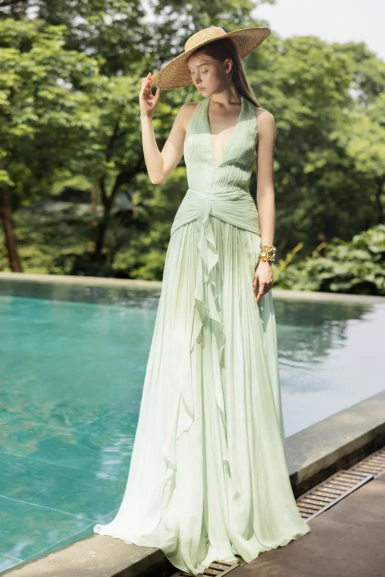Dresses<CULT MIA DOROTHEA SILK PLEATED DRESS Mint
