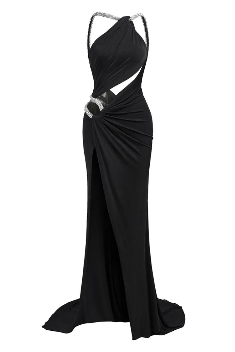 Dresses | Gowns<CULT MIA DORY ASYMMETRIC DRAPPED GOWN Black