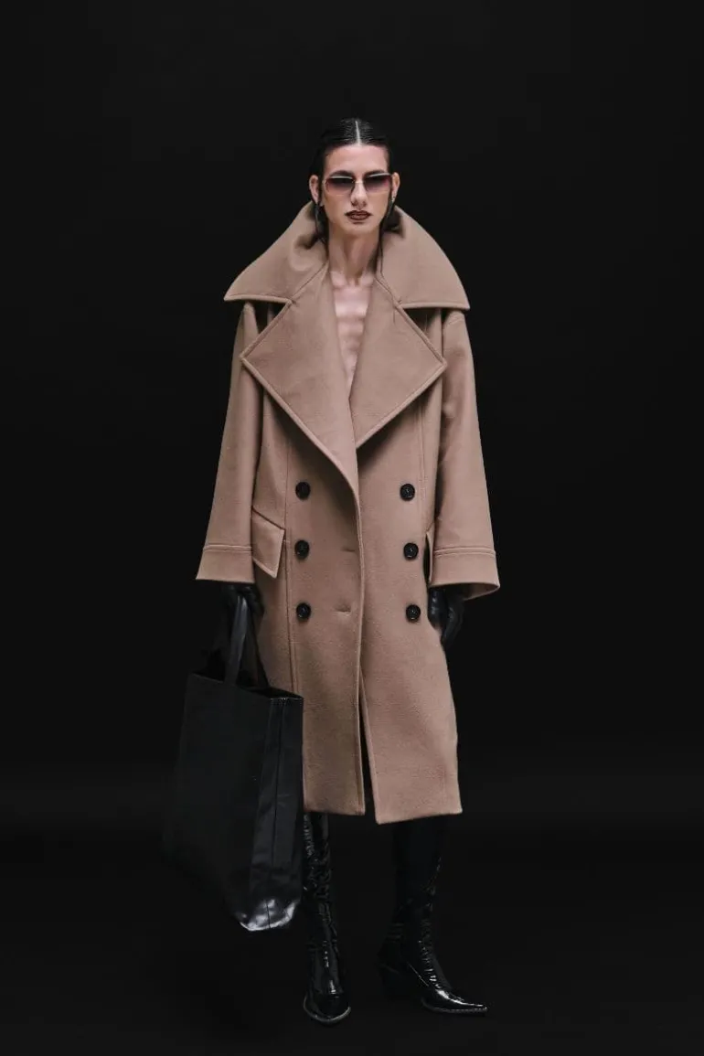 Coats<CULT MIA DOUBLE BREASTED RELAXED COAT Caramel