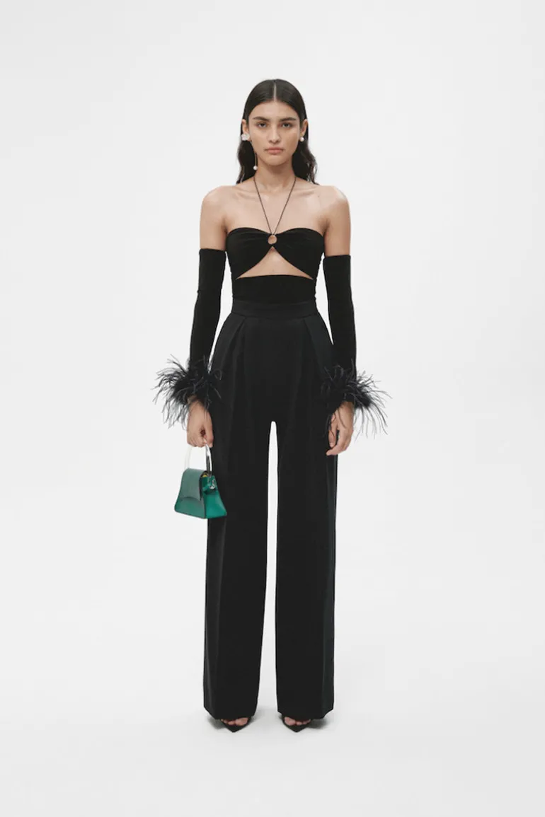 Pants<CULT MIA DOUBLE CREPE WIDE LEG PANTS Black