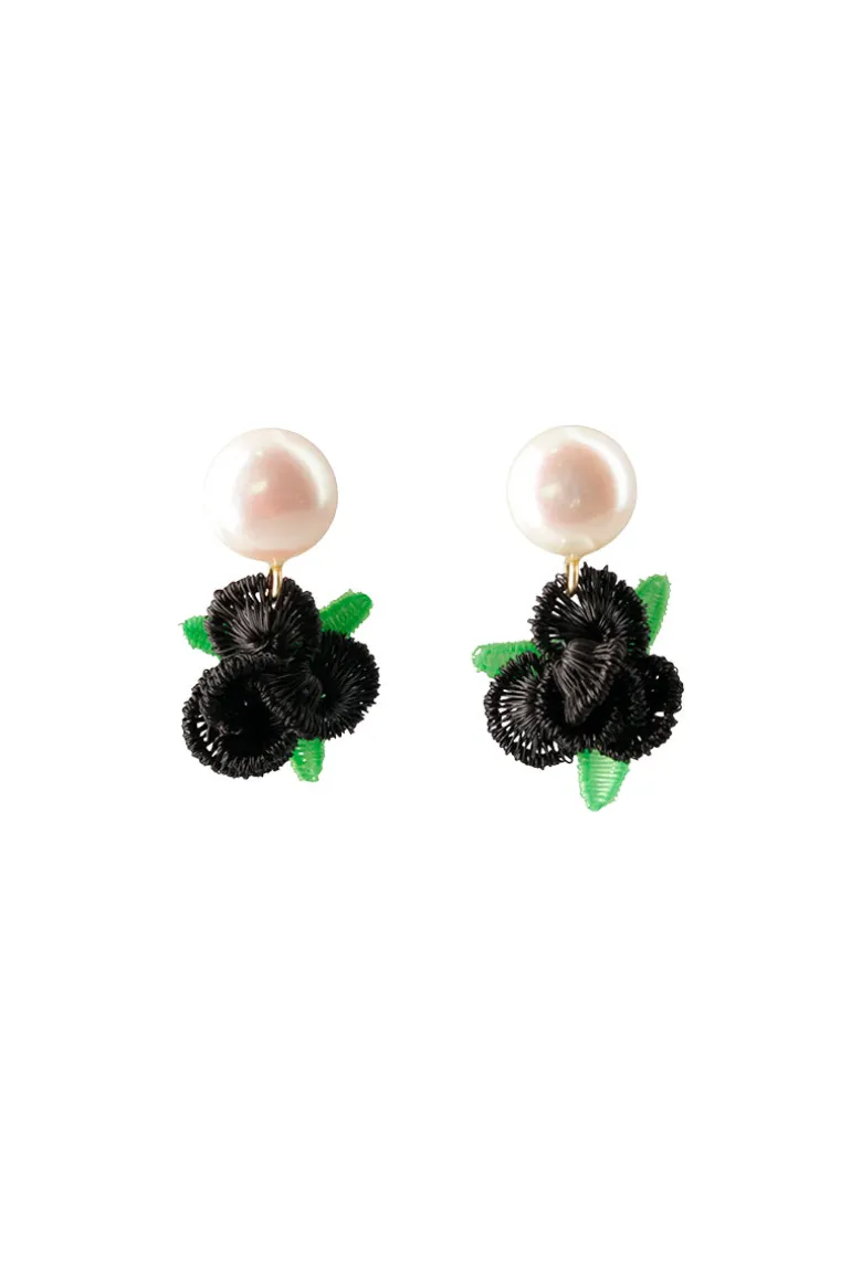 Earrings<CULT MIA DREAMY BLACK EARRINGS Black and Green