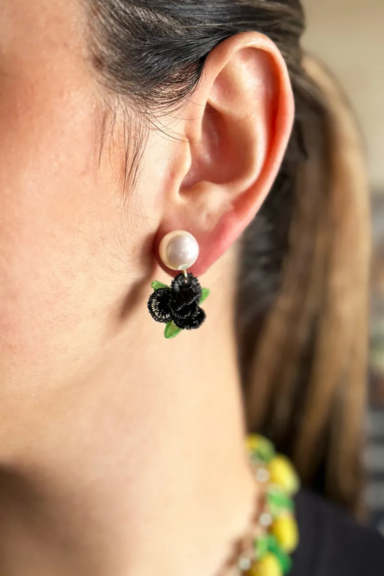Earrings<CULT MIA DREAMY BLACK EARRINGS Black and Green