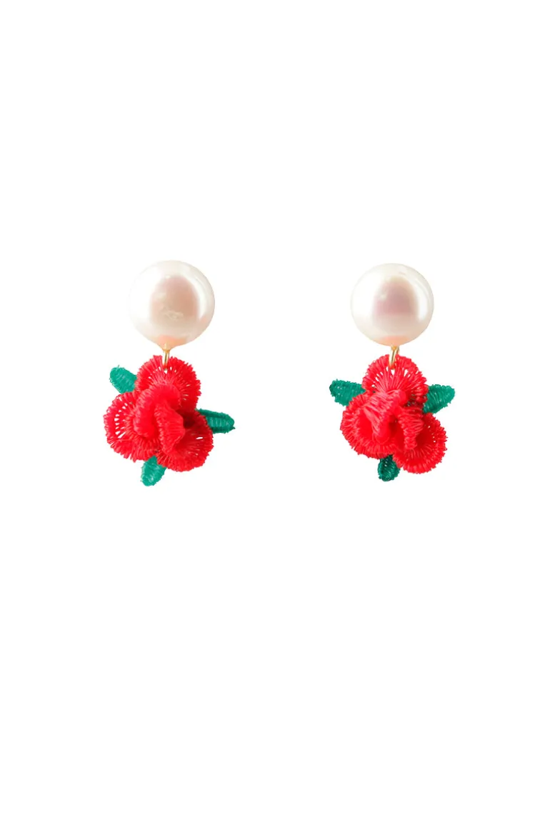 Earrings<CULT MIA DREAMY RED EARRINGS Red and Green