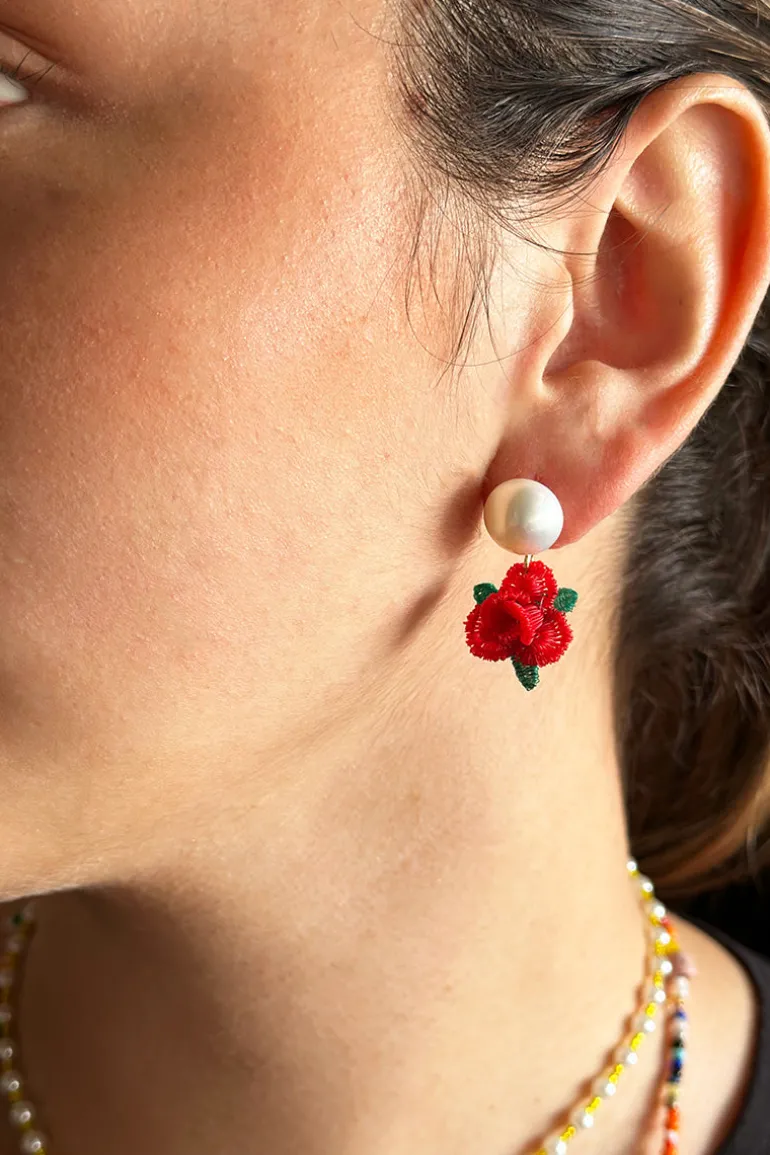 Earrings<CULT MIA DREAMY RED EARRINGS Red and Green