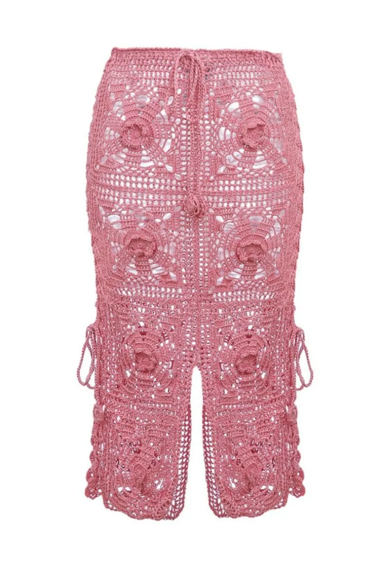 Skirts<CULT MIA HANDMADE CROCHET MIDI SKIRT Dust Rose