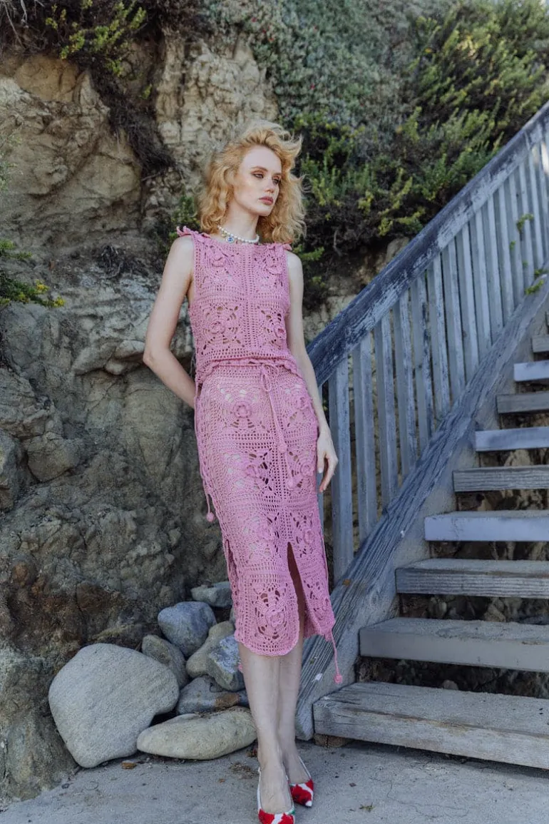 Skirts<CULT MIA HANDMADE CROCHET MIDI SKIRT Dust Rose