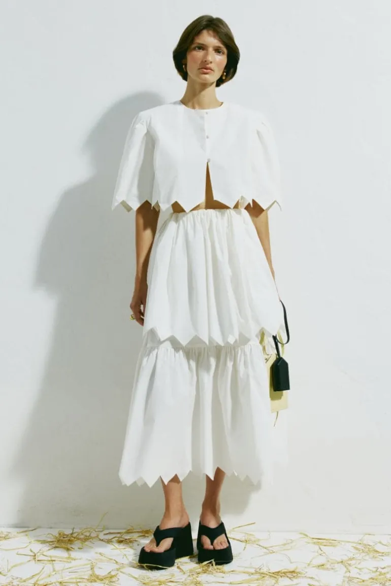 Skirts<CULT MIA DZVINYTSYA TIERED MIDI SKIRT White