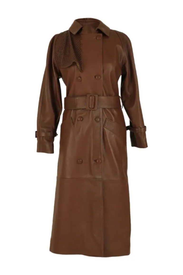 Coats<CULT MIA EBONY LONG LEATHER COAT Camel
