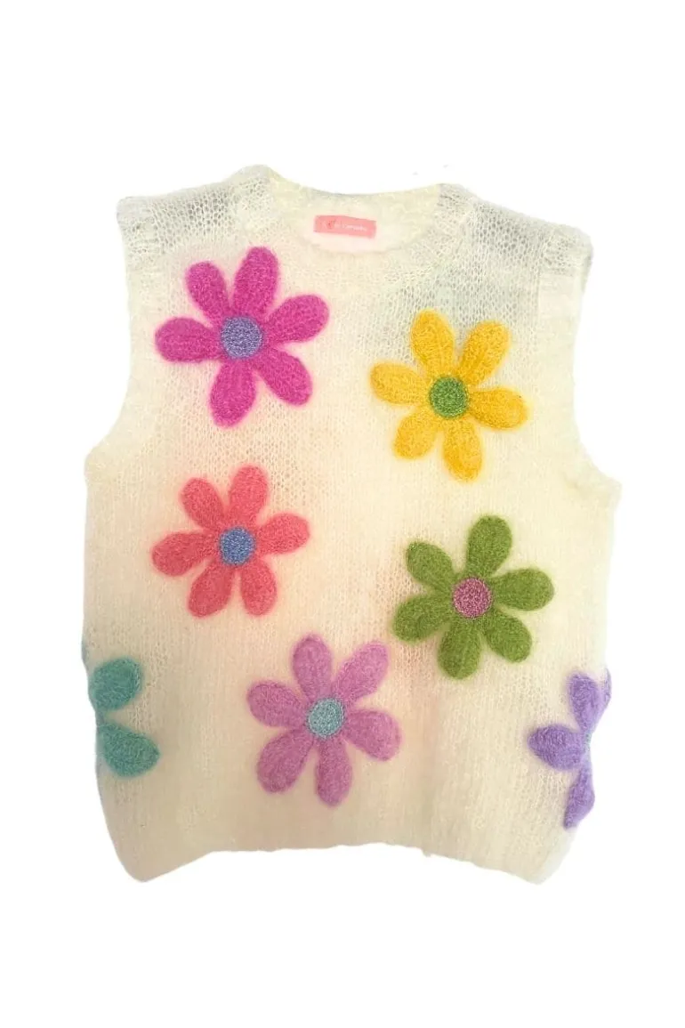 Knitwear<CULT MIA FREE FLOWERS MOHAIR VEST Ecru