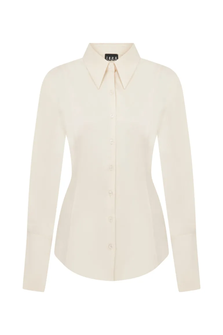 Tops<CULT MIA SHIRT WITH PEARL BUTTONS Ecru