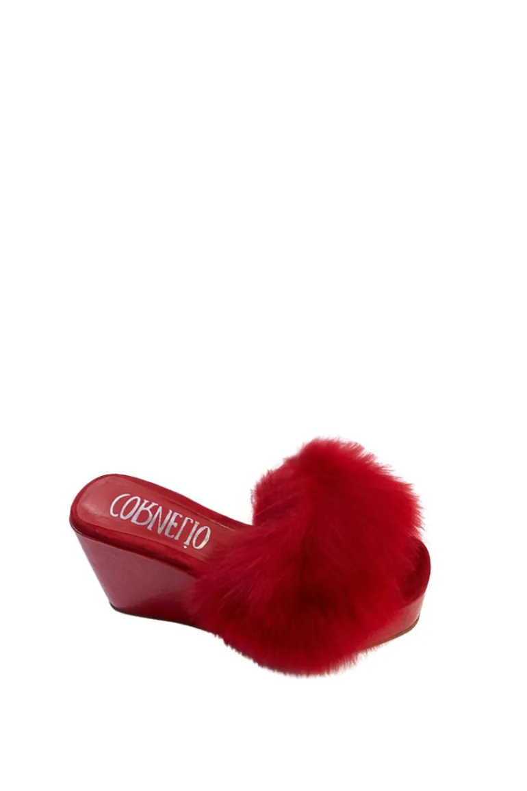 Heels<CULT MIA EDUARDA WEDGE MULES Red