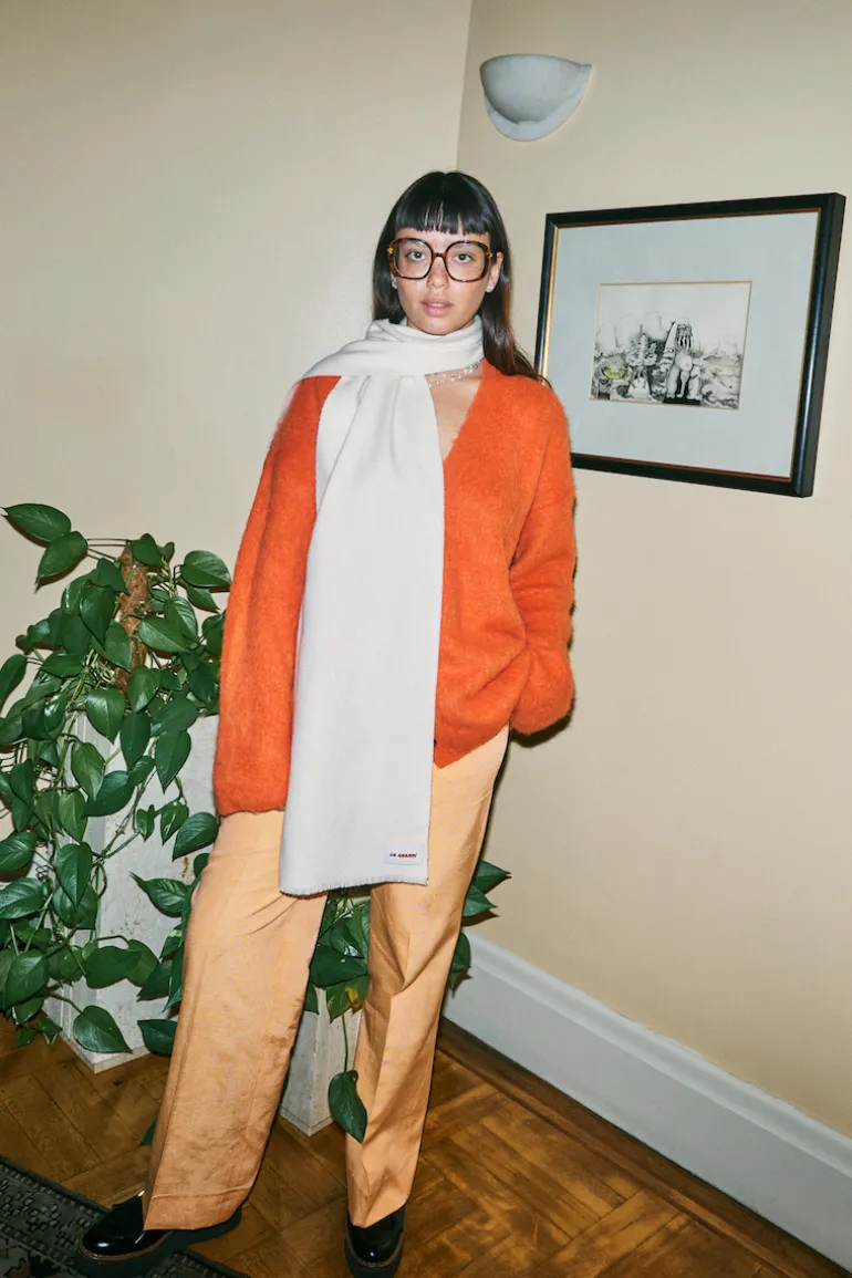 Scarves<CULT MIA EL CLASICO KNITTED SCARF Cream