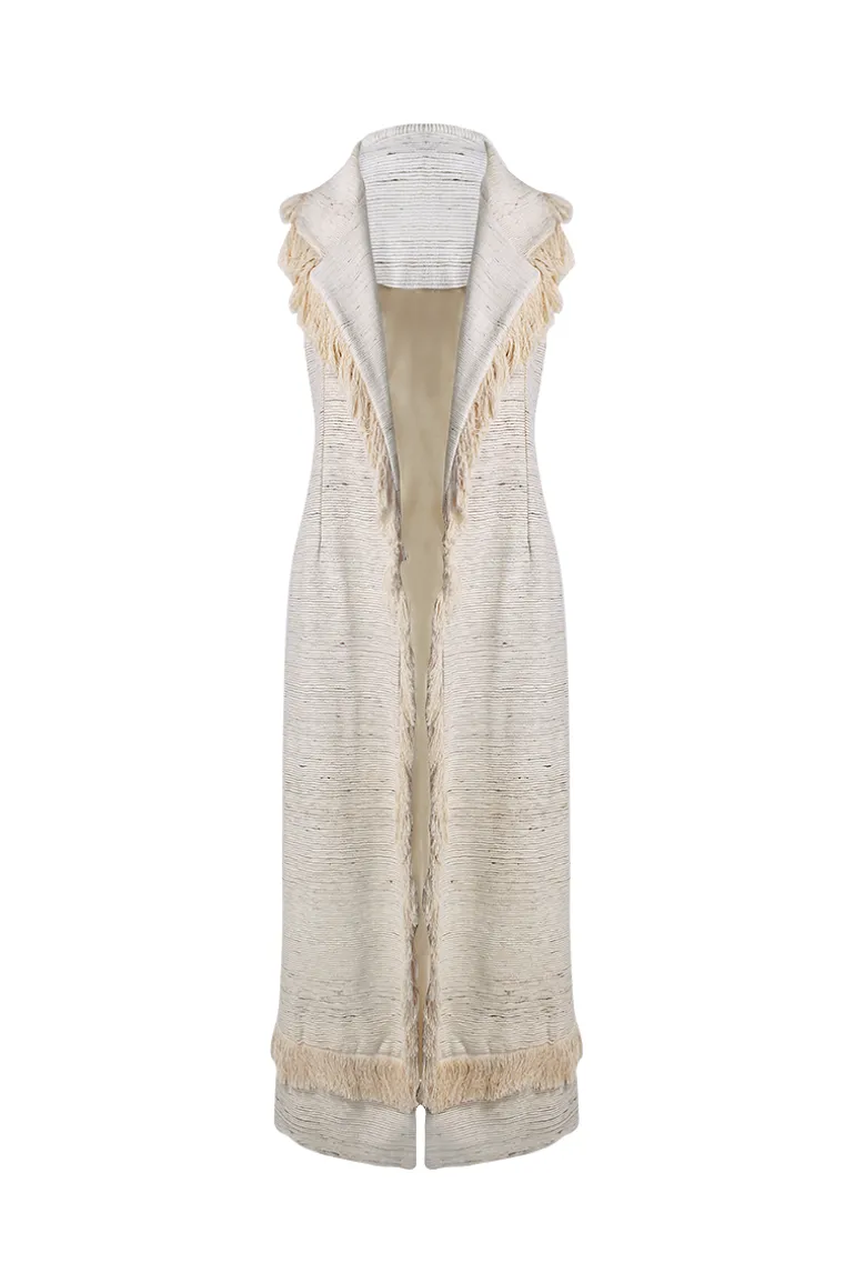 Knitwear<CULT MIA EL PATIO LONG VEST Natural
