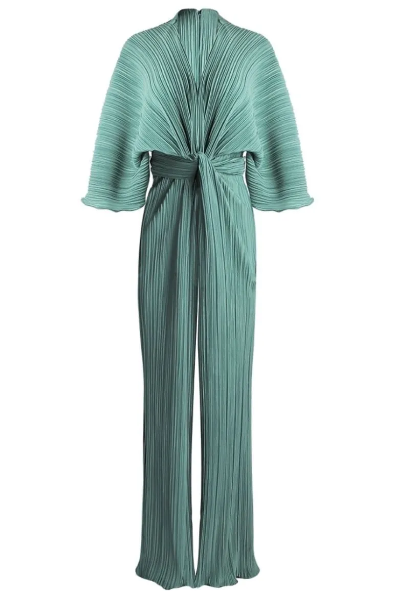 Jumpsuits<CULT MIA EL VALLE FRONT KNOT JUMPSUIT Lake Green