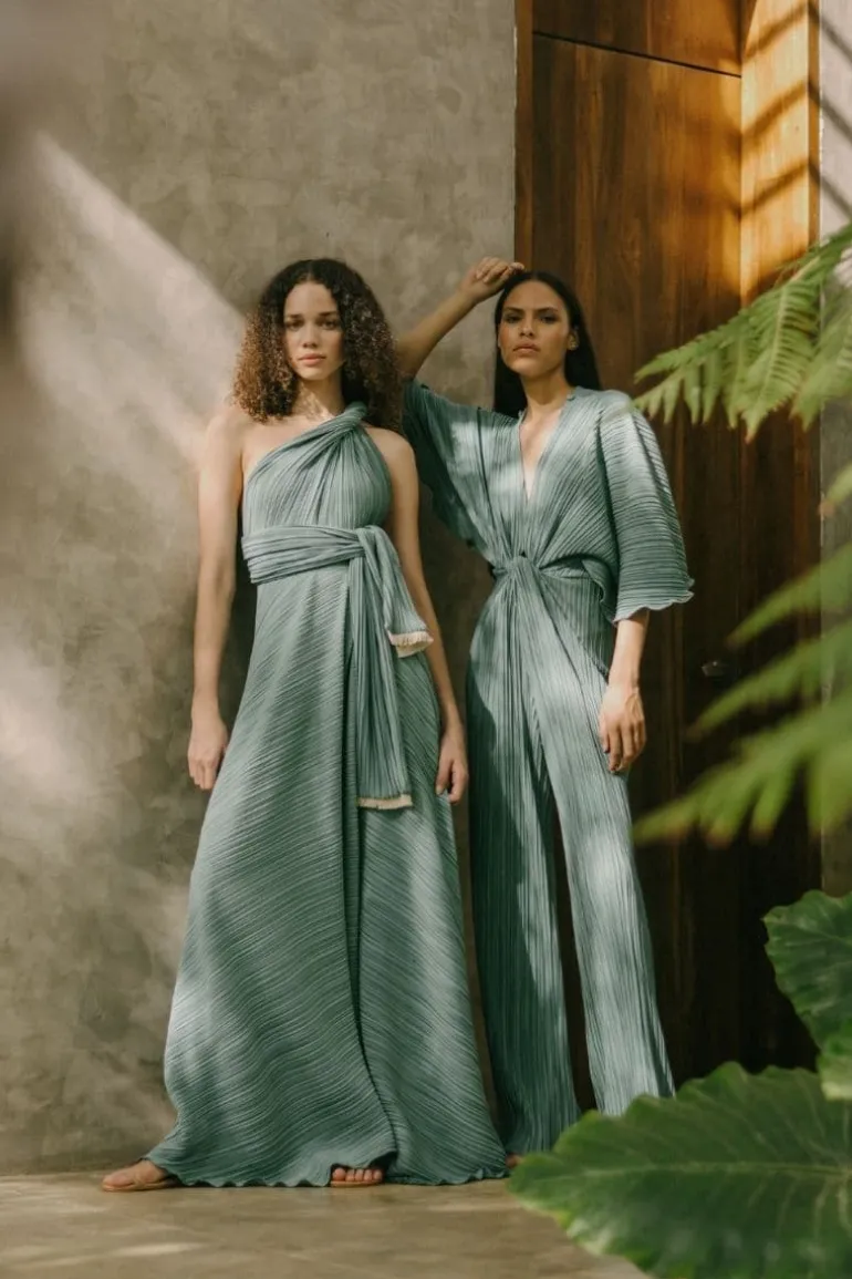 Jumpsuits<CULT MIA EL VALLE FRONT KNOT JUMPSUIT Lake Green