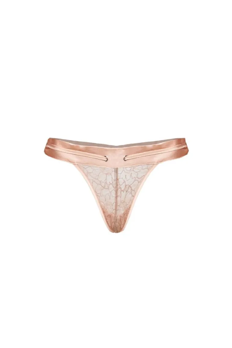 Lingerie<CULT MIA ELLE SATIN THONG Salmon Pink