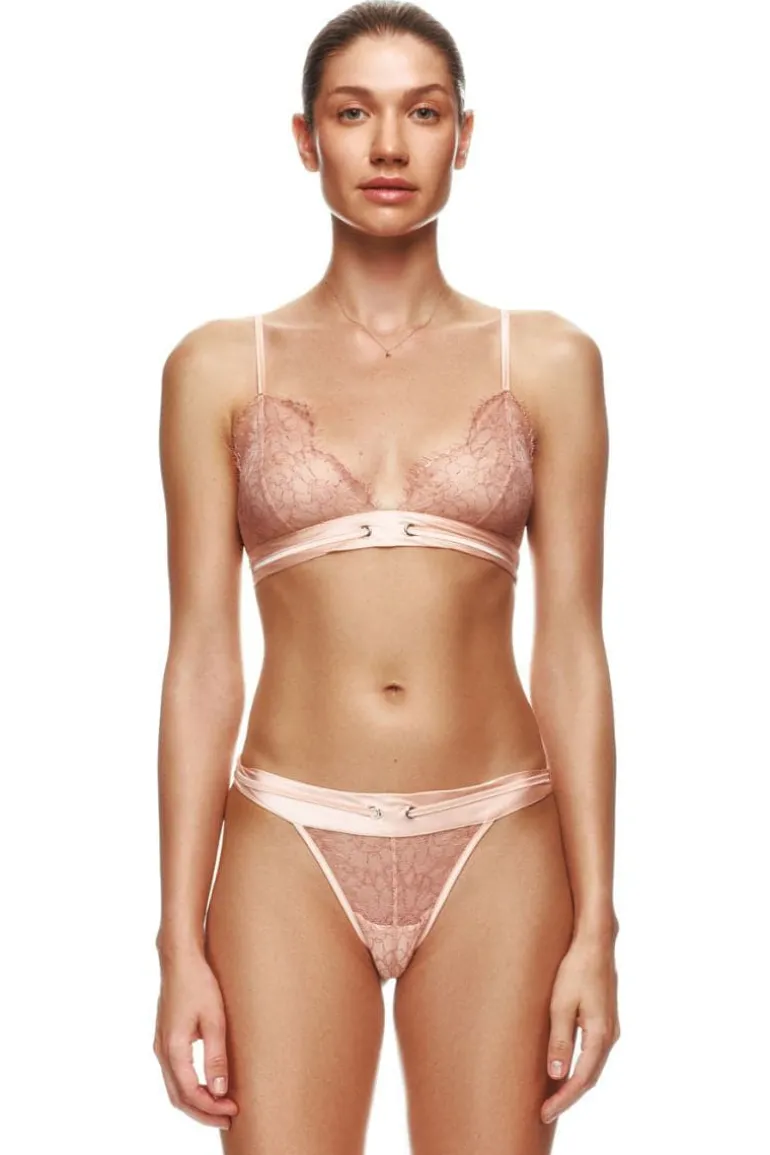 Lingerie<CULT MIA ELLE SATIN THONG Salmon Pink