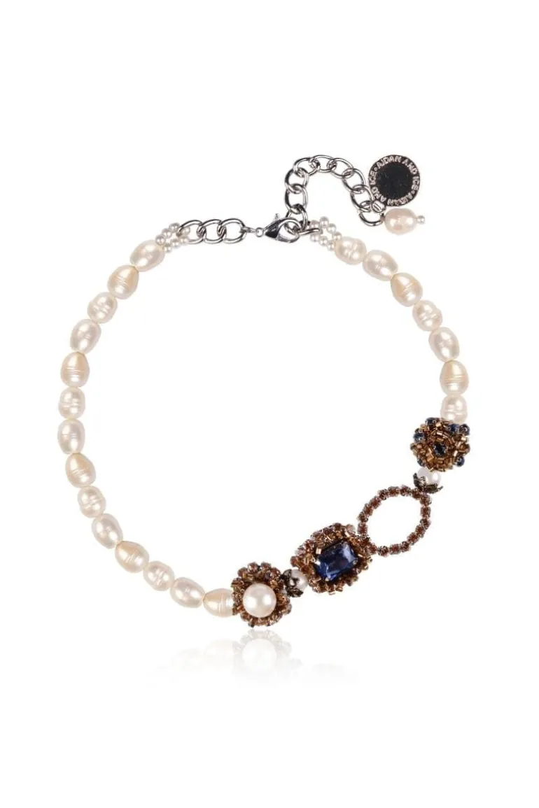 Necklaces<CULT MIA ELOISE PEARL CRYSTAL AND SEED BEADED NECKLACE White