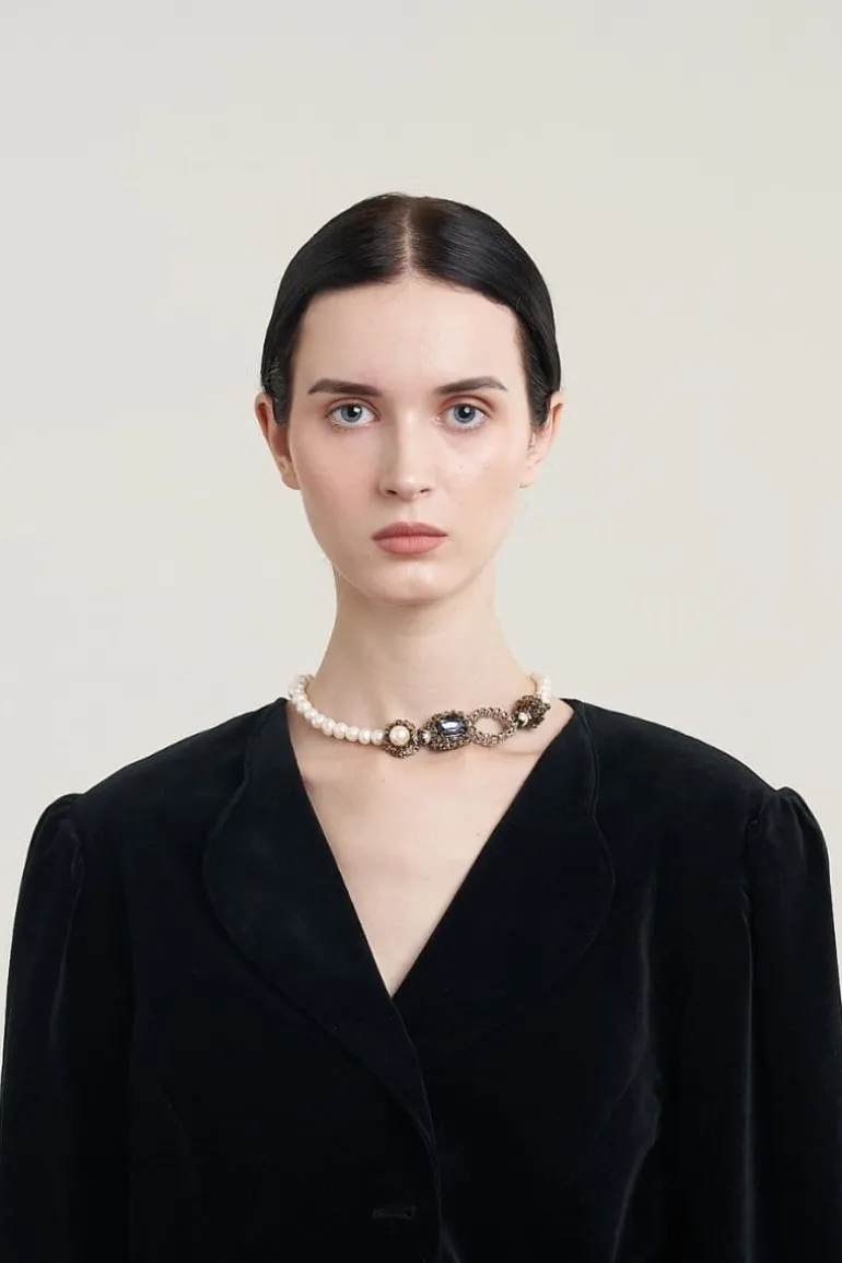 Necklaces<CULT MIA ELOISE PEARL CRYSTAL AND SEED BEADED NECKLACE White