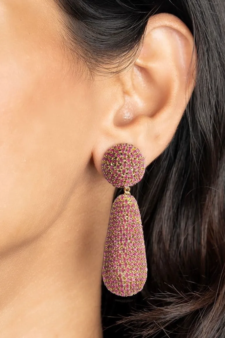 Earrings<CULT MIA EMELY FUCHSIA DROP EARRINGS