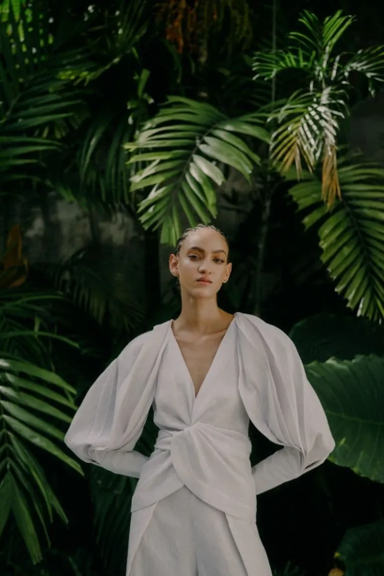 Tops<CULT MIA ERCILIA LONG SLEEVE WRAP BLOUSE White
