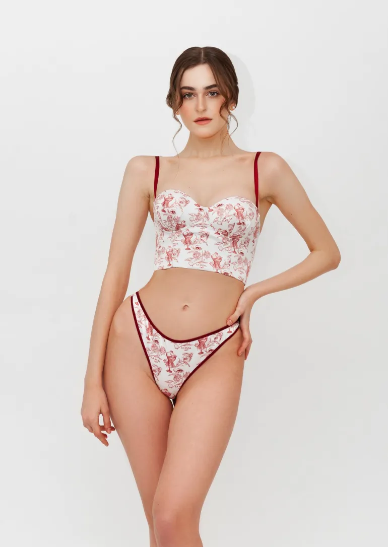 Lingerie<CULT MIA EROS LINGERIE SET White & Red Print