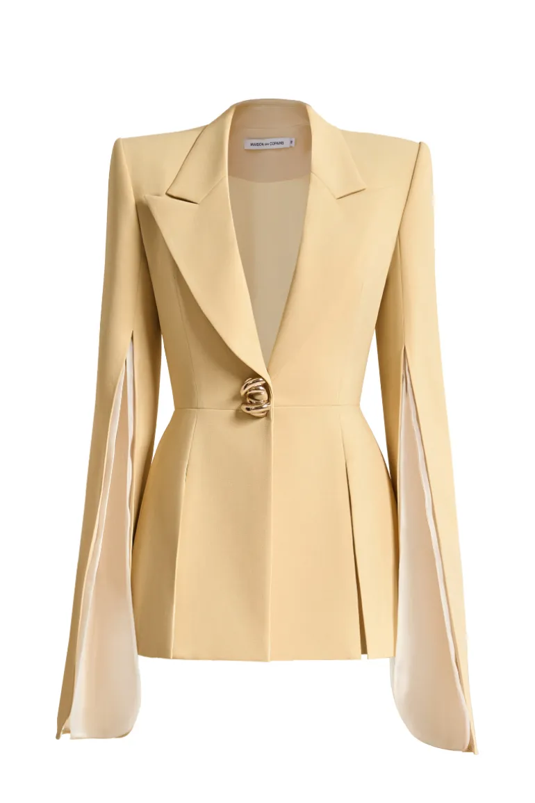 Jackets<CULT MIA ESTEBAN A-LINE V-NECK BLAZER Yellow