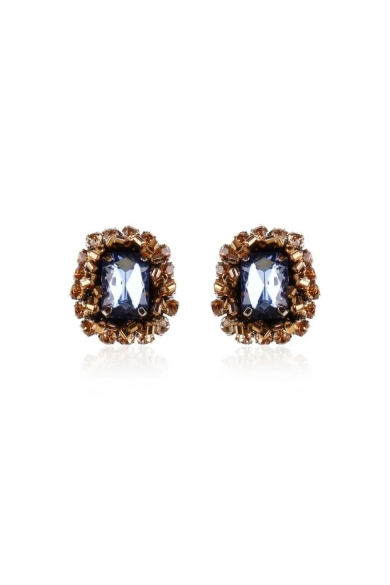 Earrings<CULT MIA ESTELLA CRYSTAL AND SEED BEADED EARRINGS Blue
