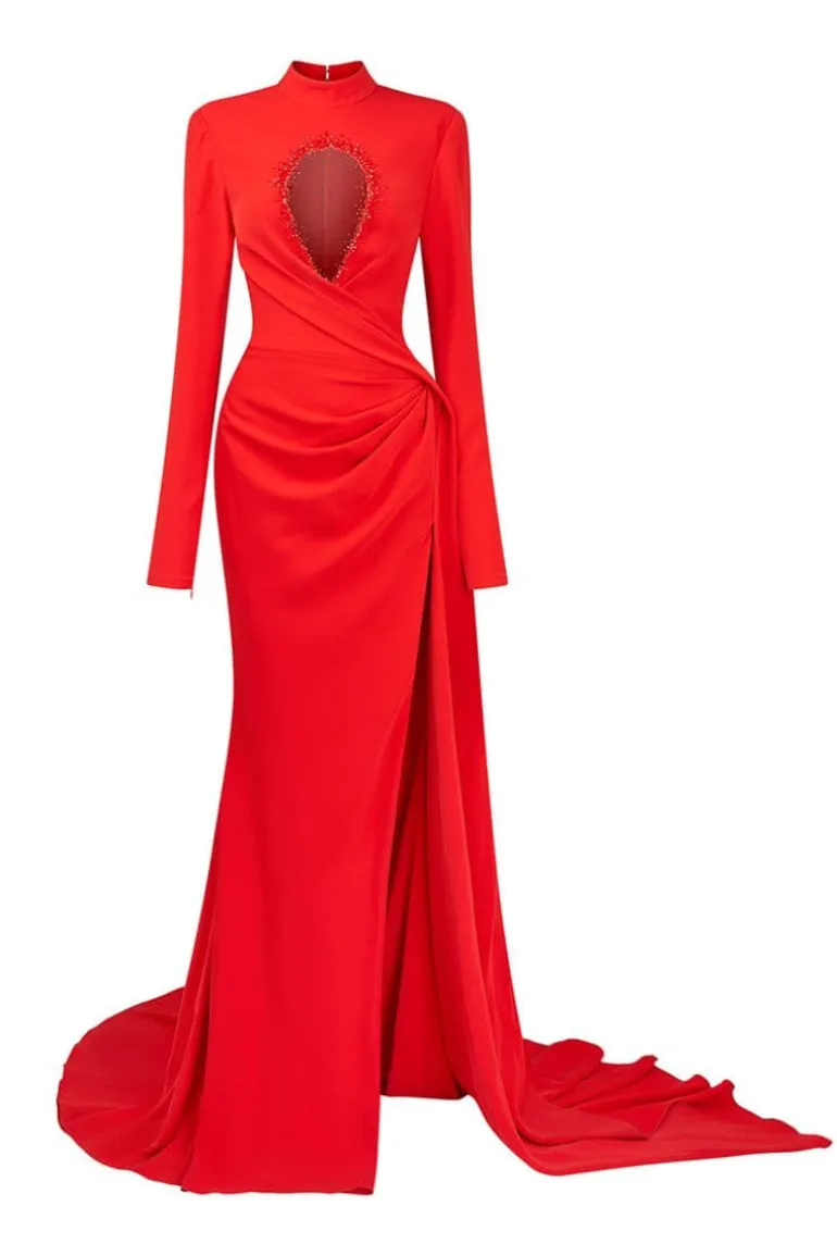 Dresses | Gowns<CULT MIA EUGEN SPLIT DRAPED GOWN Red