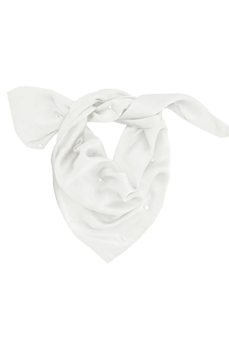 Scarves<CULT MIA EUGENIA EMBELLISHED SILK SCARF IN Pearl