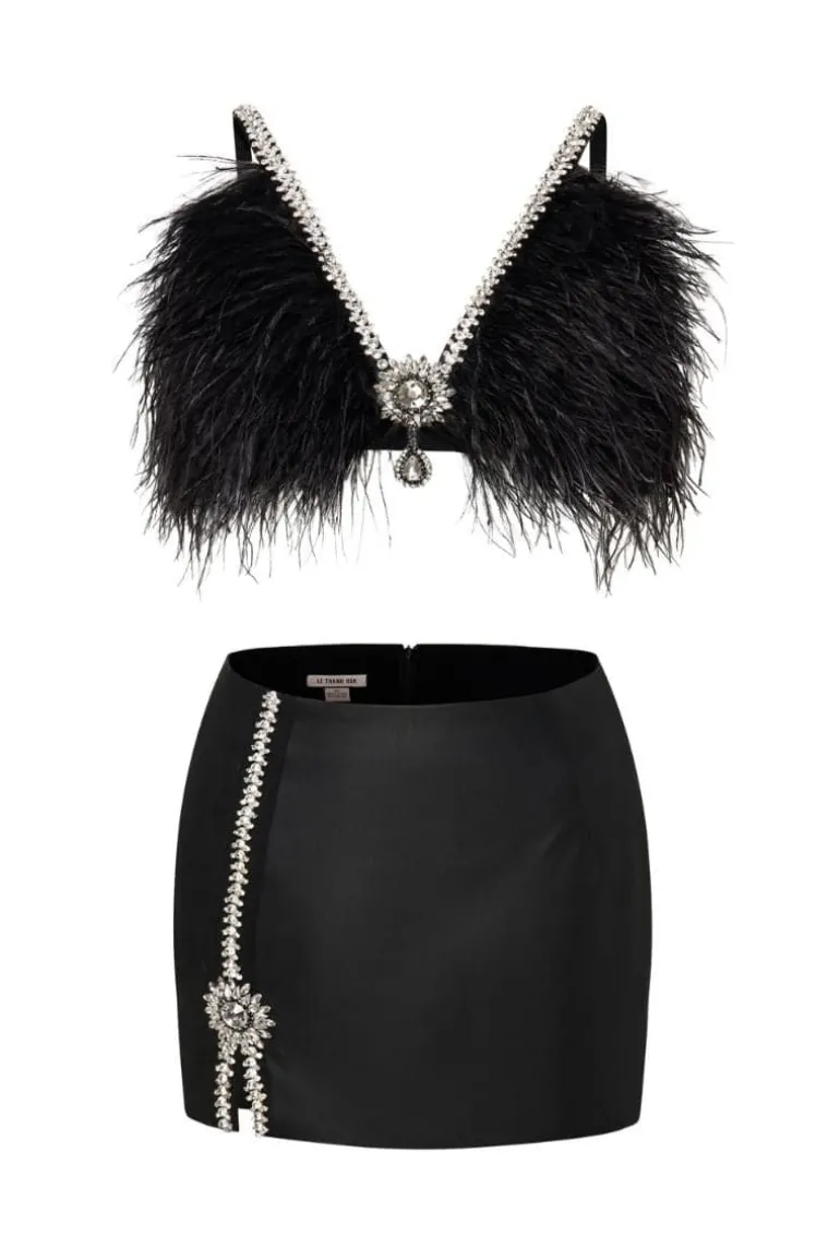 Outfit Sets<CULT MIA EVA CROP TOP AND MINI SKIRT SET Black