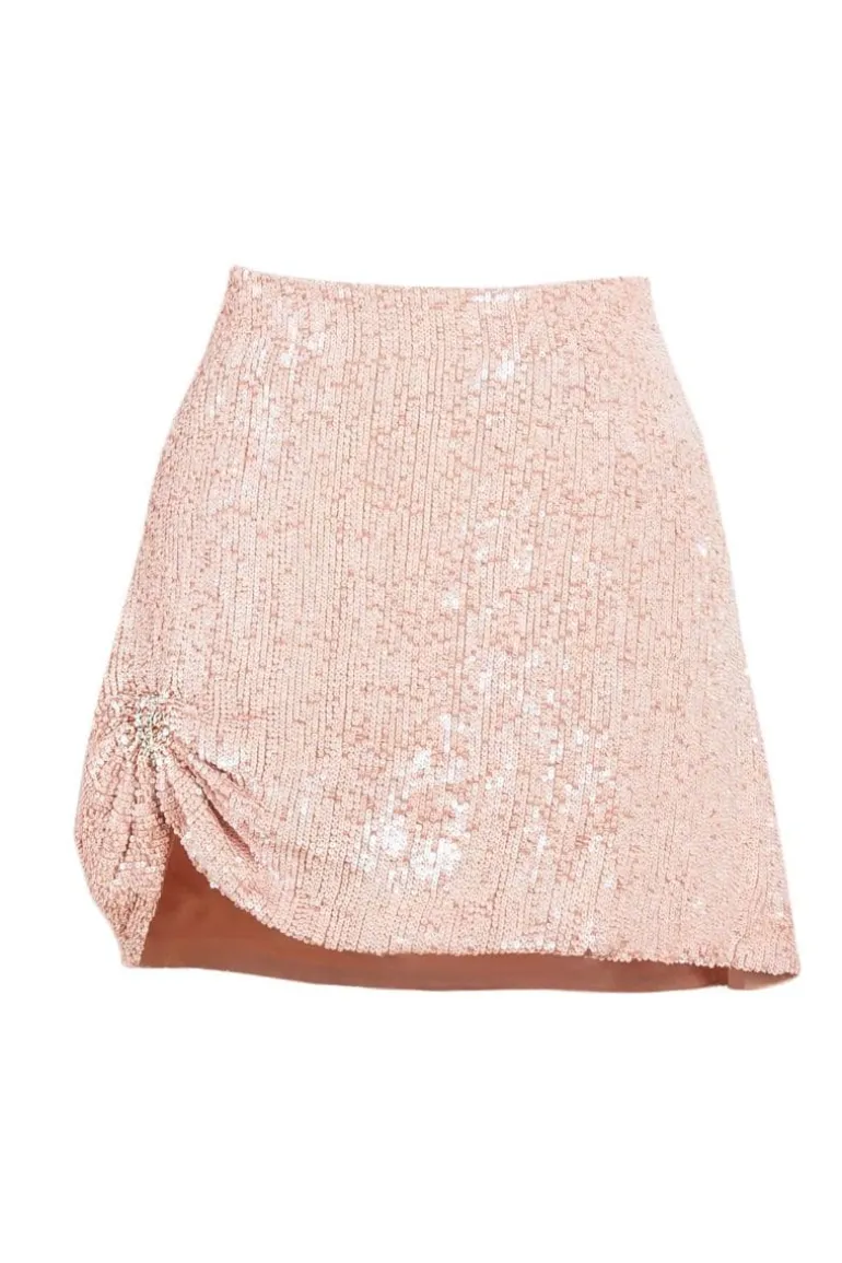 Skirts<CULT MIA EVA SEQUINED MINI SKIRT Nude