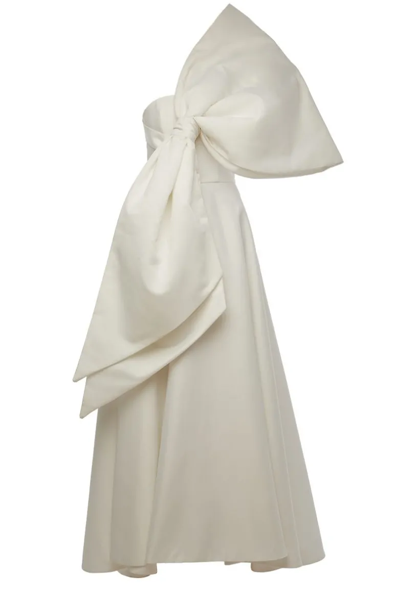 Dresses<CULT MIA EVE WHITE MAXI DRESS WITH HUGE BOW Star White