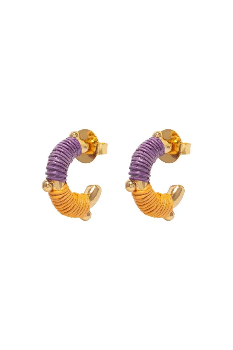 Earrings<CULT MIA FARO LILAC AND PEACH MINI HOOP Lilac & Peach