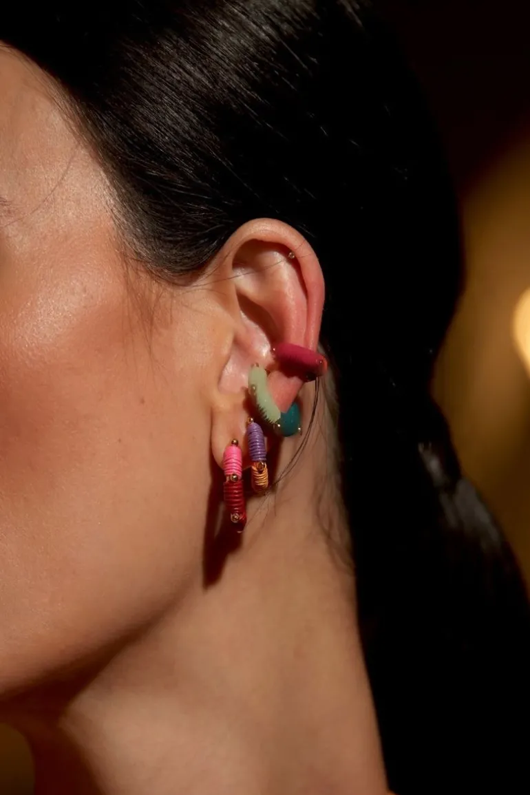 Earrings<CULT MIA FARO LILAC AND PEACH MINI HOOP Lilac & Peach