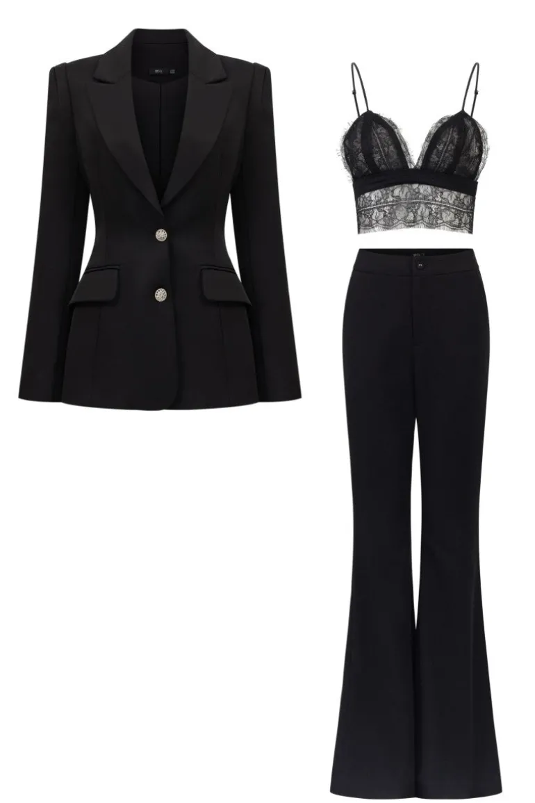 Outfit Sets<CULT MIA FIDELIA TAFFETA SLIM FIT THREE PIECE SET Black