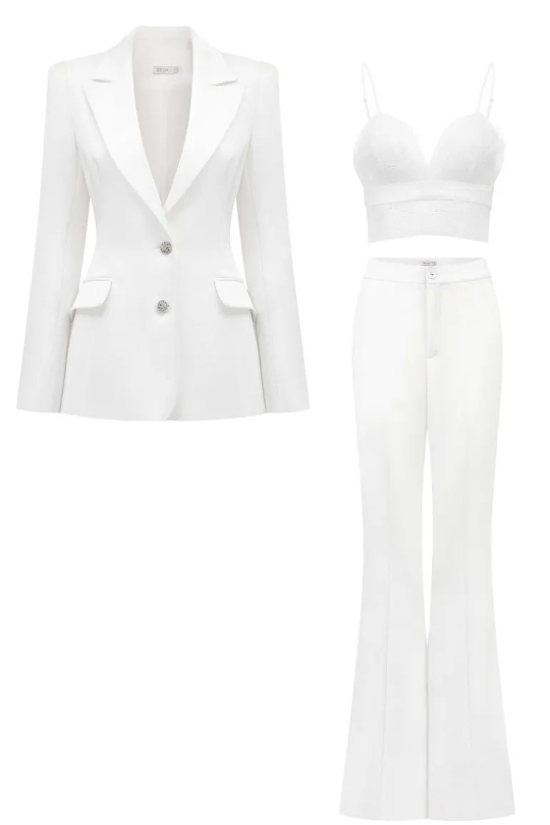 Outfit Sets<CULT MIA FIDELIA TAFFETA SLIM FIT THREE PIECE SET White