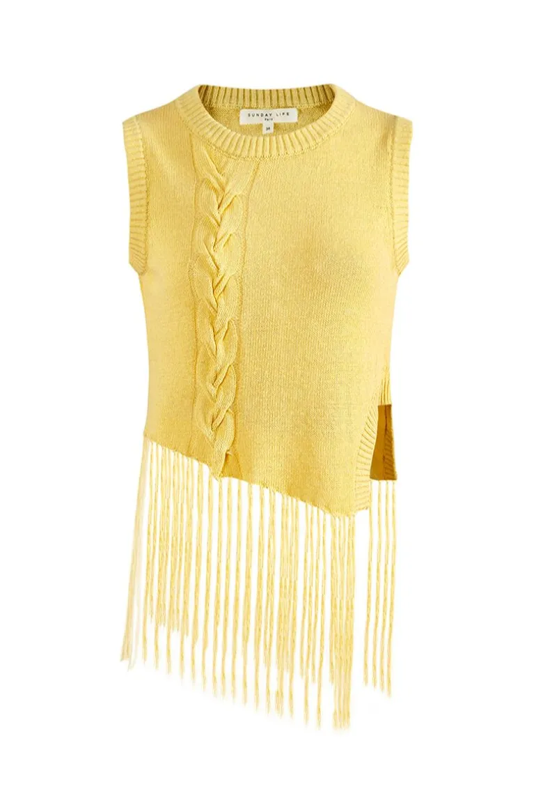 Tops<CULT MIA FILA KNIT TANK TOP Yellow